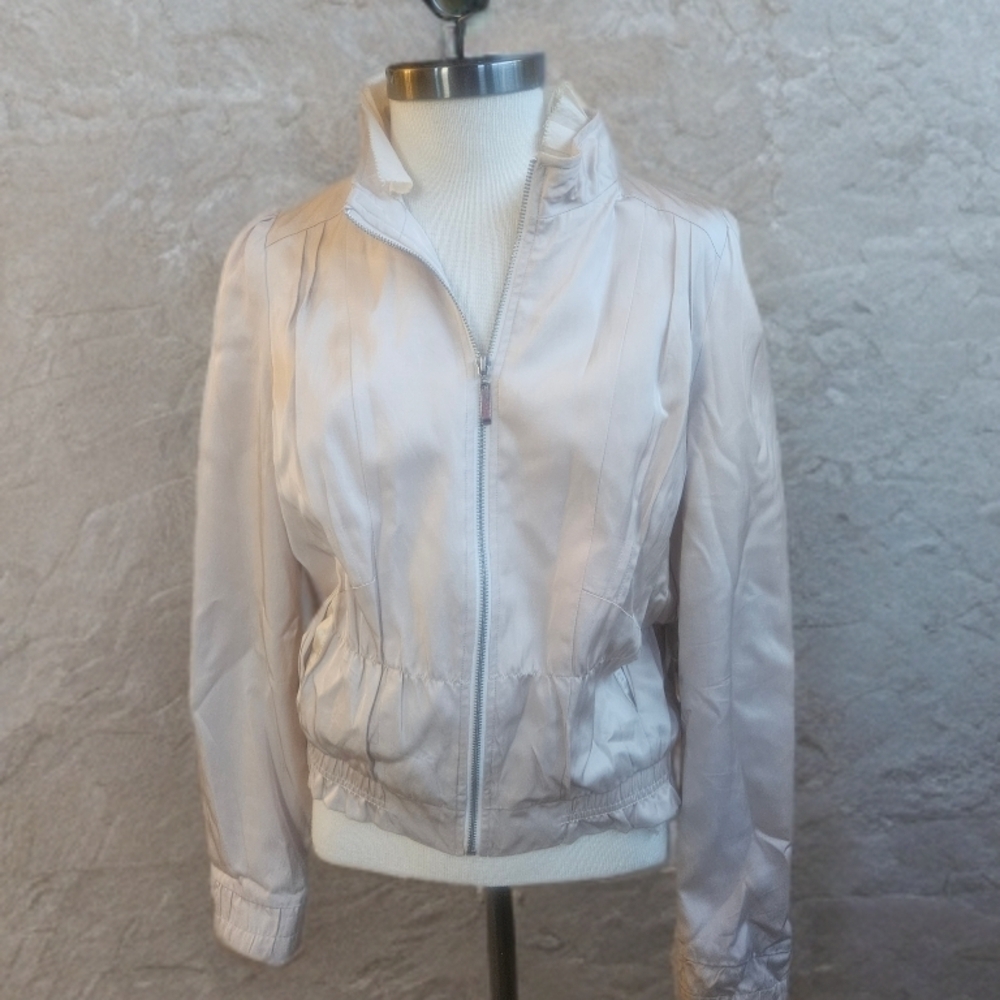 Women's Elegant Cream Bomber Jacket - Picture 1 of 6